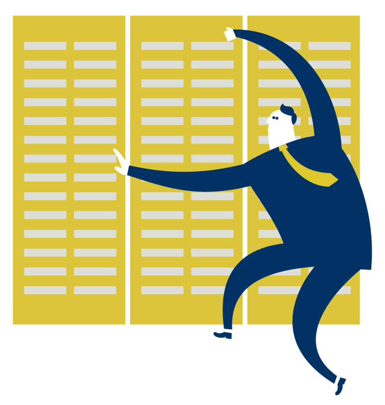 Illustratie van een systeembeheerder aan het werk in het datacenter